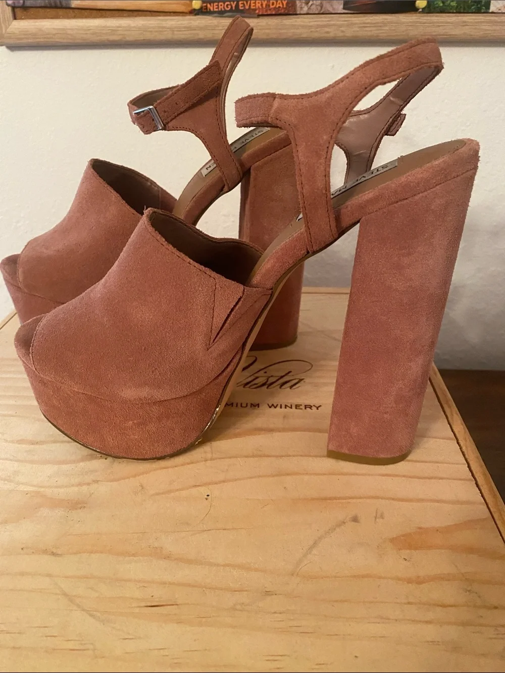 Steve Madden Suede Platform Sandals — Dusty Rose